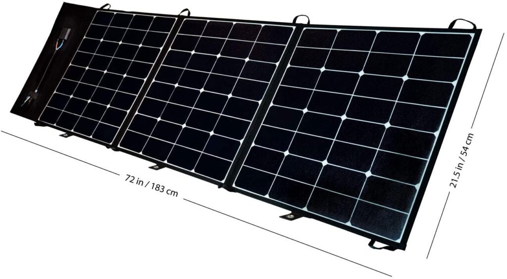 Overland Tuff Ultralight 150W Folding Portable Monocrystalline 1"x22"x22" (Folded) Solar Panel Array - ETFE Panel Coating for UV Efficiency and Protection, SunPower Cells,12V~18V 8.3A with MC4